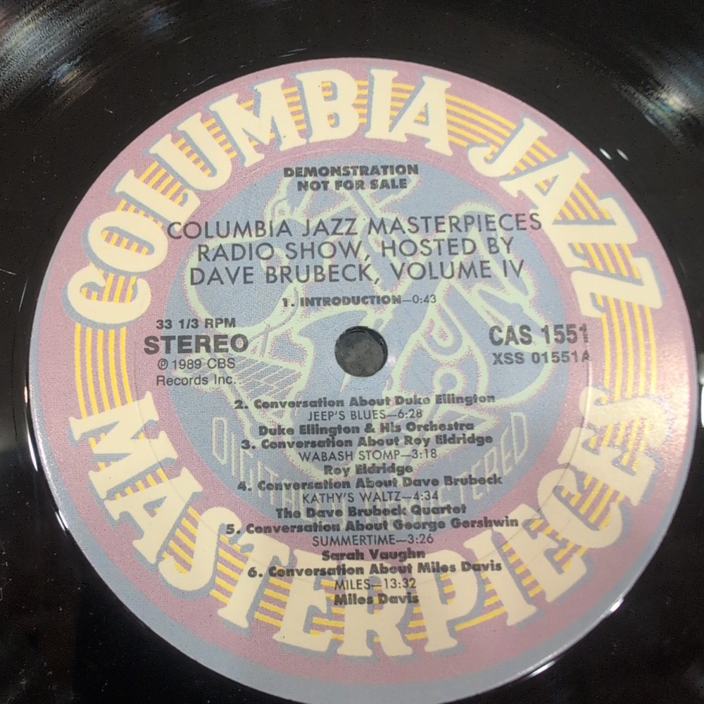 Columbia Jazz Masterpieces Radio Show Vol IV Dave Brubeck Promo Vinyl LP CAS1551 - Picture 6 of 6
